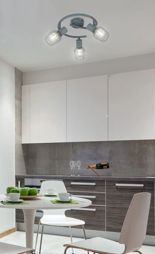 Nowoczesna lampa sufitowa Viking spirala szara 3-punktowa regulowana do salonu