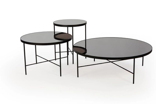 NORDIFRA Tre 600 okrągły stolik kawowy do salonu nowoczesny czarny marmurowy 60 cm