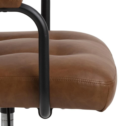 Fotel biurowy ergonomiczny Cosmo Arm Actona brązowy skórzany obrotowy z podłokietnikami retro