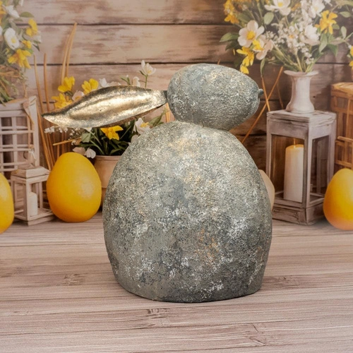 Intesi szara figurka wielkanocna królik 43 cm dekoracja do salonu i na stół z żywicy poliestrowej