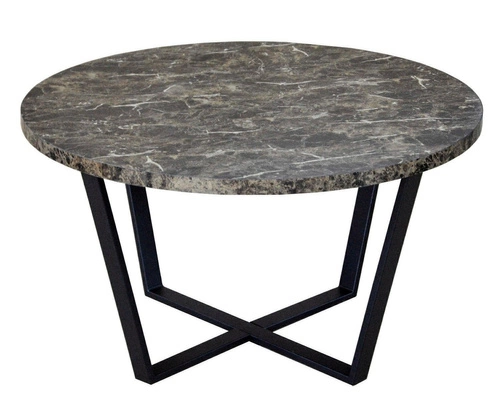 Stół okrągły do jadalni Amble glamour brązowy z czarną metalową podstawą 110 cm Actona
