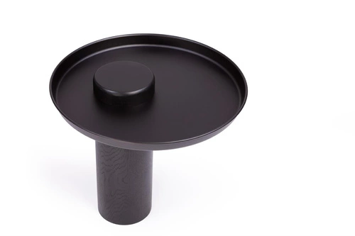 Stolik kawowy okrągły TYK 500 dębowy czarny nowoczesny do salonu NORDIFRA 50 cm