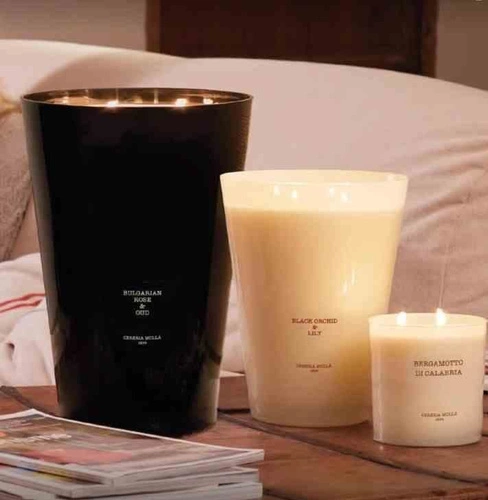 Świeca sojowa zapachowa Cereria Molla Black Orchid & Lily 7kg duża ozdobna beżowa