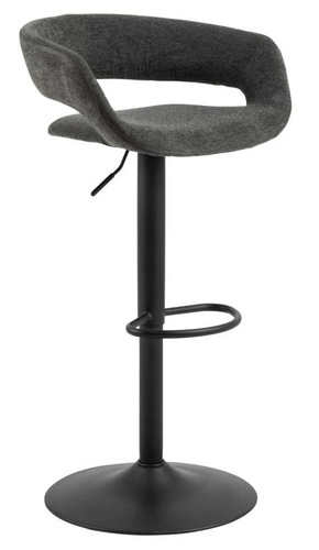 Hoker Grace szary ciemny aksamitny z oparciem i podłokietnikami regulowany do kuchni Actona