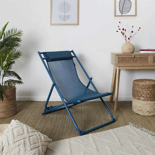 Leżak ogrodowy Canard składany z regulacją oparcia niebieski nowoczesny na taras Ventos