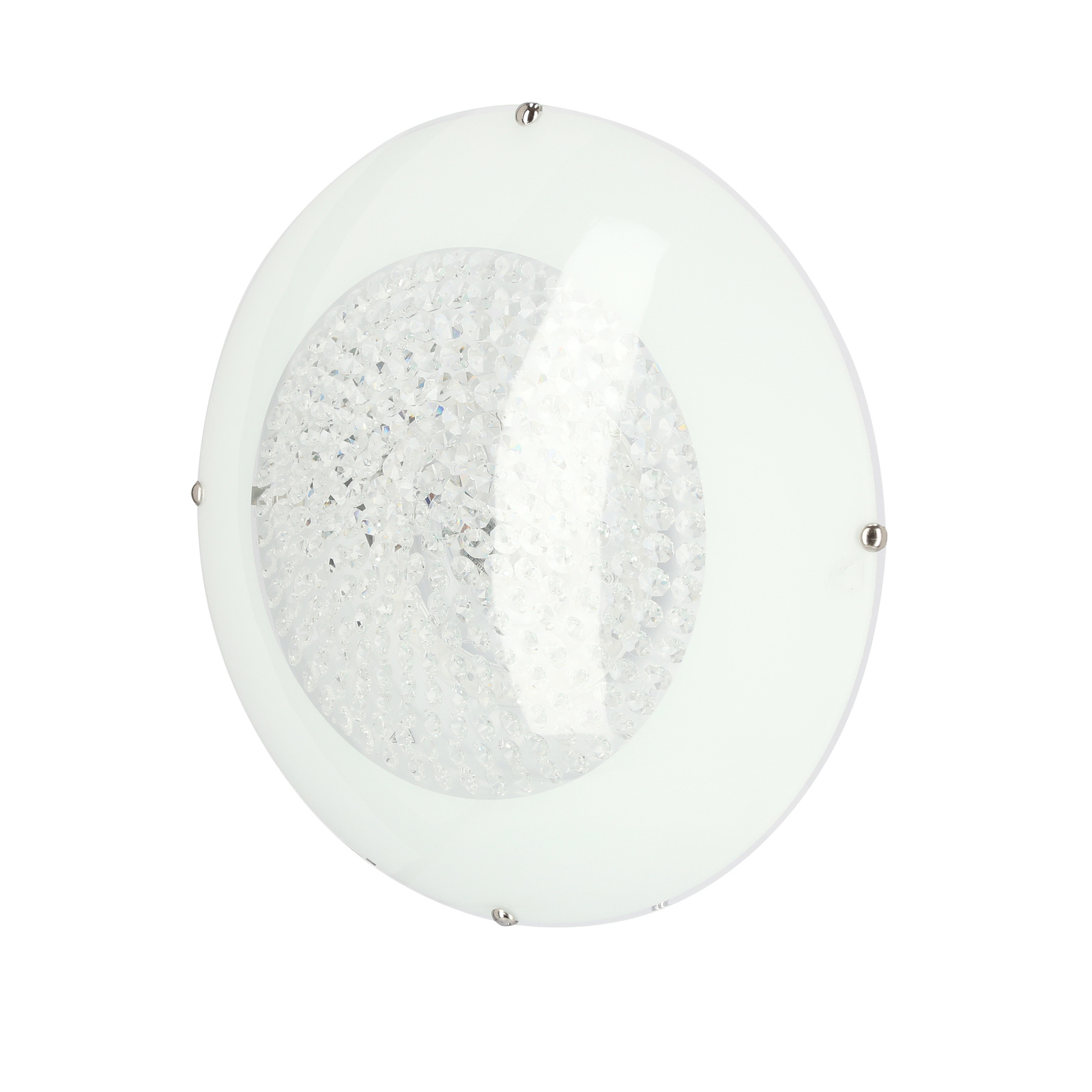 Plafon sufitowy LED Pristina 40 cm srebrny nowoczesny szklany do salonu i sypialni