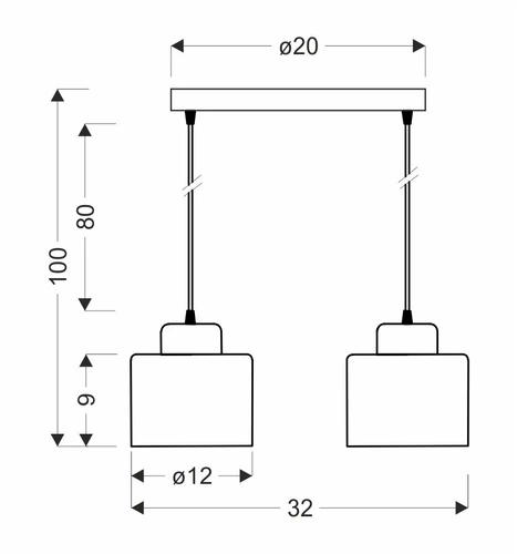 Lampa wisząca Wama czarny 2x40W E27  klosz czarny+srebrny