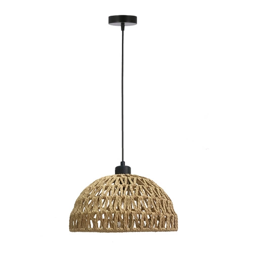 Lampa wisząca Balli czarny 1x40W E27  abażur beżowy
