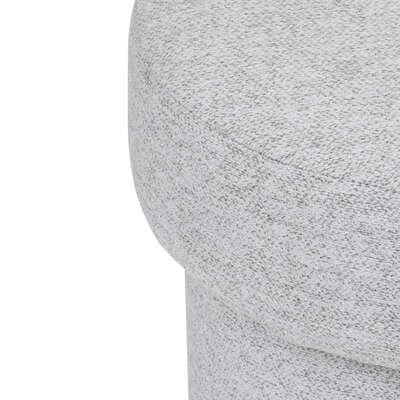 Pufa Kita okrągła tapicerowana jasnoszara do salonu i przedpokoju styl skandynawski 40 cm Atmosphera