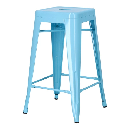 Hoker Paris 66 cm niebieski metalowy industrialny bez oparcia do wyspy kuchennej D2.DESIGN