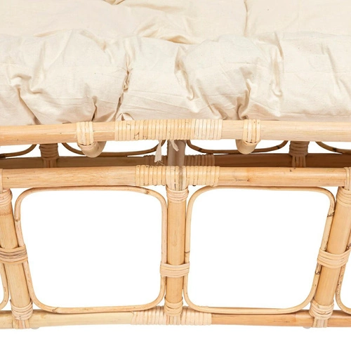 Sofa Mamasan boho rattanowa 2-osobowa do salonu lub ogrodu naturalna z wygodną poduszką