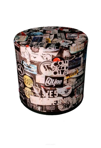 Pufa okrągła tapicerowana Creative Intesi multikolor nowoczesna do salonu lub sypialni 40 cm