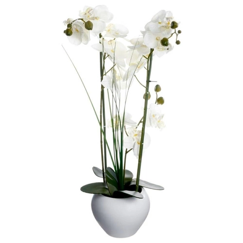 Sztuczna orchidea Atmosphera w białej doniczce 53 cm nowoczesny kwiat do salonu