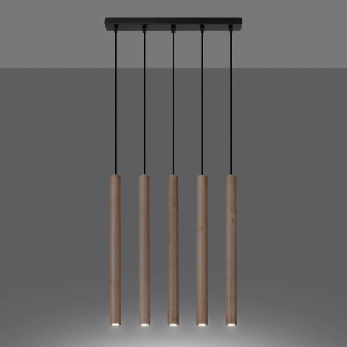 Lampa wisząca Pastelo 5L nowoczesna drewniana do salonu i jadalni naturalny kolor