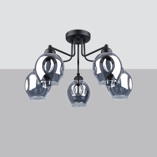 Żyrandol FILLAN 5 nowoczesny czarny lampa sufitowa do salonu i jadalni SOLLUX LIGHTING