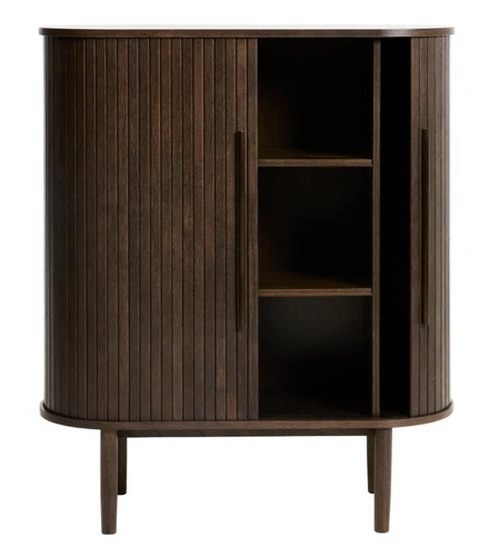 Komoda wysoka Meta 100 cm nowoczesna ryflowana dąb do salonu