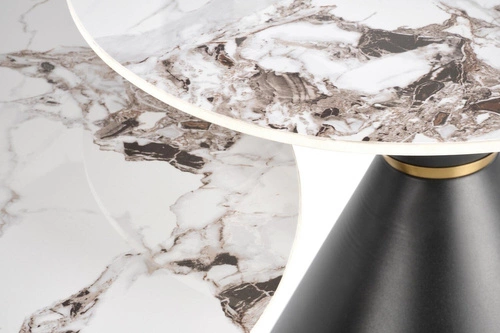 Stolik kawowy Javin M okrągły biały marmur 80 cm nowoczesny glamour do salonu Intesi