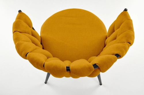 Krzesło tapicerowane Wendy do jadalni i salonu musztardowe nowoczesne na czarnych nogach Intesi