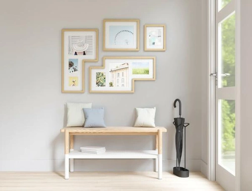 Zestaw wiszących drewnianych ramek na zdjęcia Mingle Umbra boho 10x15 13x18 20x21 na ścianę