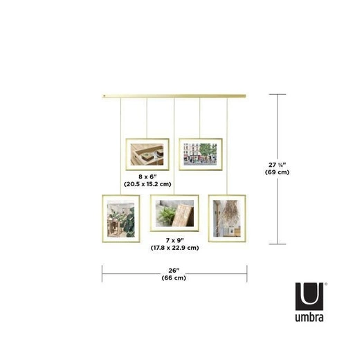 Ramka na zdjęcia wisząca Exhibit złota skandynawska multiramka Umbra na ścianę 10x15 13x18