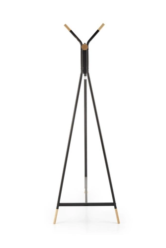 Velo czarny loftowy wieszak stojący do przedpokoju metalowo-drewniany na kurtki Intesi