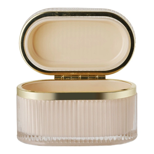 House Nordic szklane pudełko ozdobne Love beżowo‑złote dekoracyjne