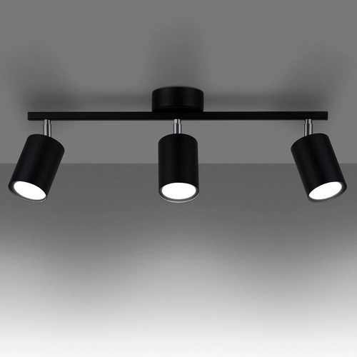 Plafon sufitowy czarny LEMMI 3 minimalistyczny metalowy z regulacją do salonu SOLLUX