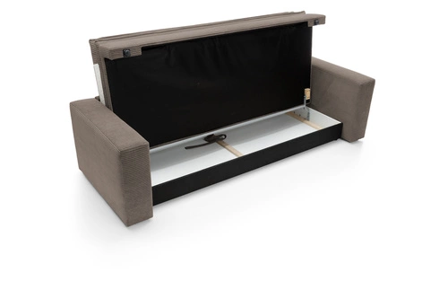 Sofa rozkładana z funkcją spania Ulnes brązowa sztruksowa 3 osobowa do salonu