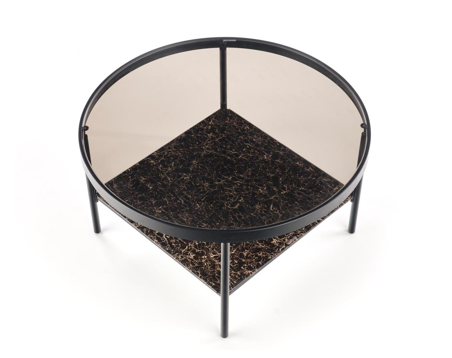 Stolik kawowy Vivaldi okrągły 80 cm szklany dymiony industrialny do salonu Intesi