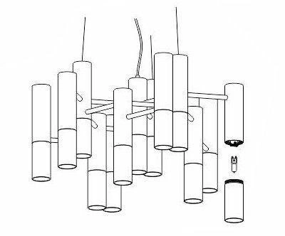 Lampa wisząca GOLDEN PIPE-13 czarno złota 60 cm