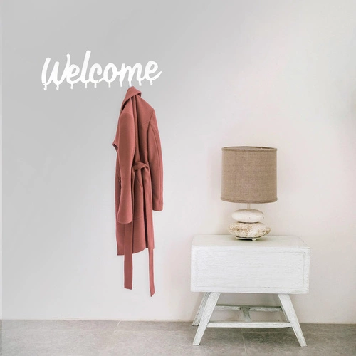 Wieszak ścienny do przedpokoju metalowy nowoczesny Welcome Intesi biały 10 haczyków