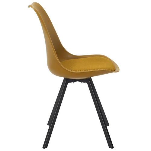Krzesło tapicerowane Atom żółte Intesi do jadalni i salonu nowoczesne na metalowych nogach