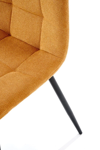 Krzesło tapicerowane Fime Intesi musztardowe do jadalni nowoczesne na czarnych nogach