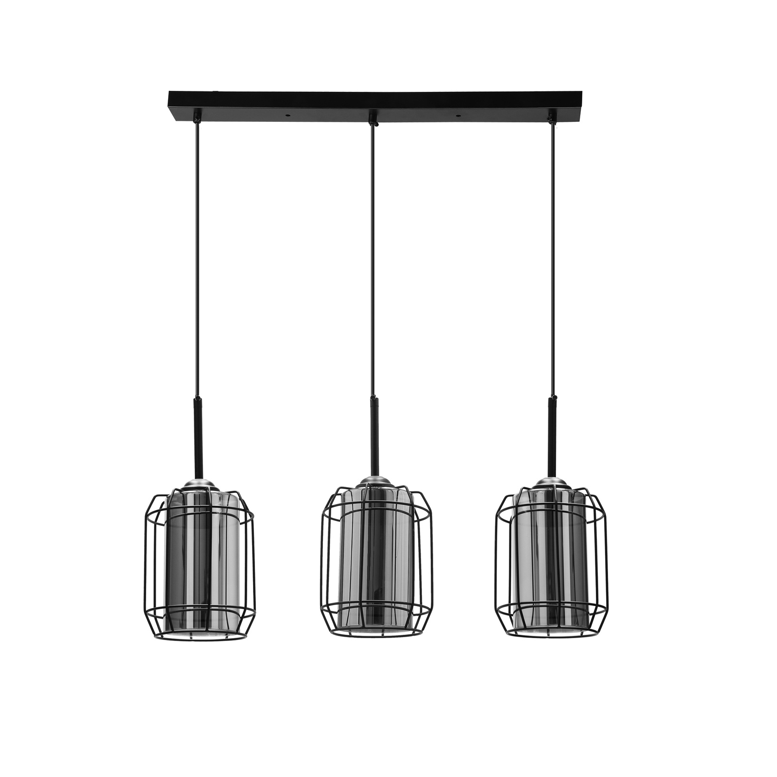 Lampa wisząca Jonera czarny 3x40W E27 klosz dymiony