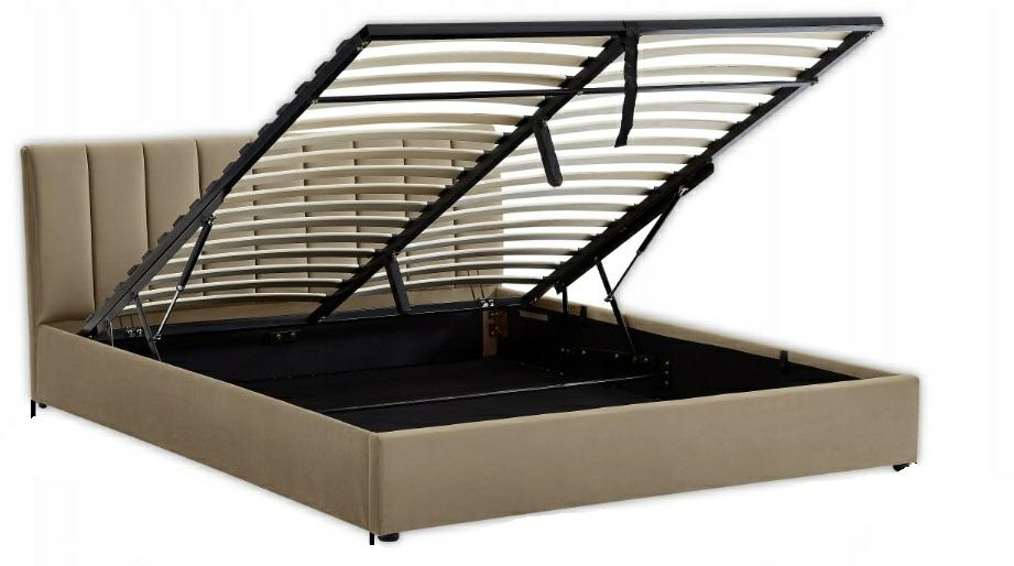 Łóżko tapicerowane Lexington 160x200 beżowe z pojemnikiem do sypialni