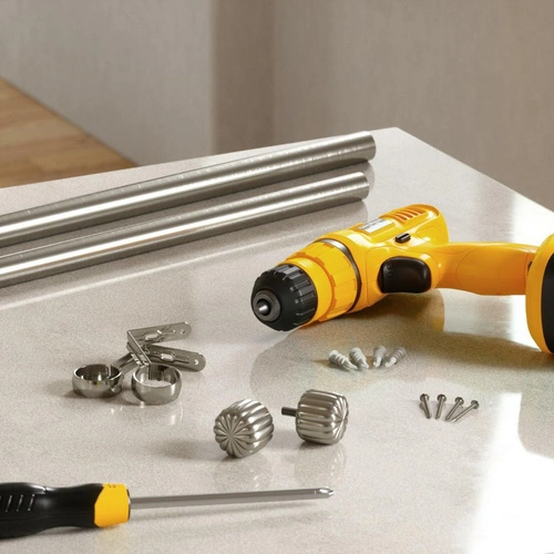 Karnisz pojedynczy teleskopowy Cleo srebrny 91-168 cm Umbra do salonu i kuchni