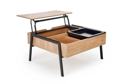 Stolik kawowy Mobis prostokątny z podnoszonym blatem i półką loftowy do salonu Intesi