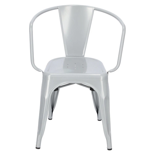 Krzesło metalowe Paris Arms szare do jadalni i kuchni z podłokietnikami inspirowane Tolix