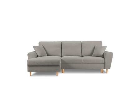 Narożnik z funkcją spania Moghan Grey Boucle Lewostronna kolor nóg naturalny