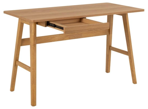 Biurko Barnett skandynawskie drewniane z szufladą do pracy i nauki nowoczesny dąb 120x60 cm