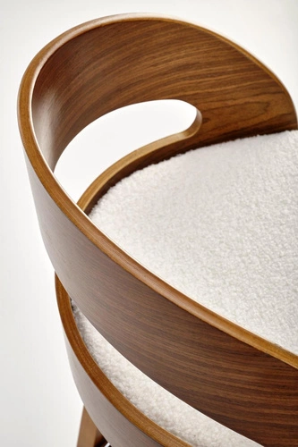 Hoker Ruby tapicerowany kremowy z oparciem i podłokietnikami do kuchni industrialny orzech 66 cm