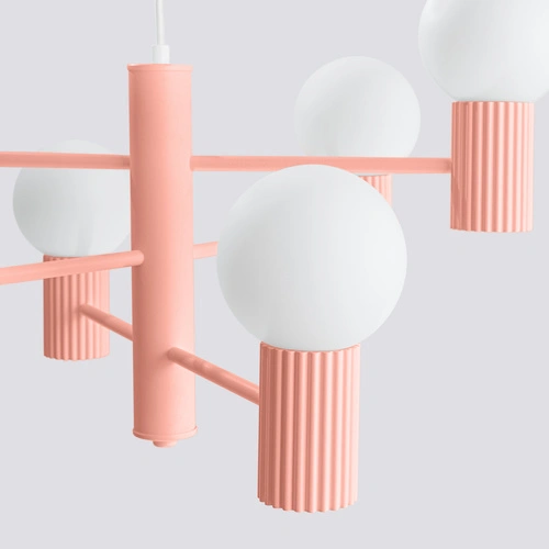 Nowoczesny żyrandol HALO 6 brzoskwiniowy lampa sufitowa do salonu i jadalni