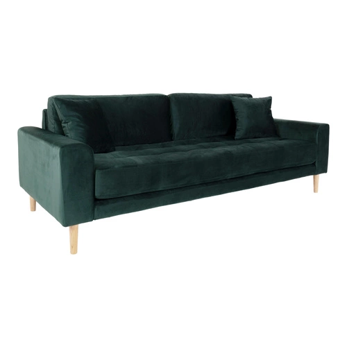 Sofa Lido 3 butelkowa zieleń/ nogi naturalne