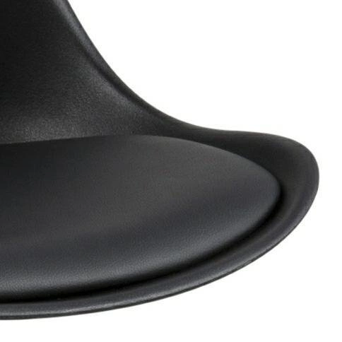 Hoker z oparciem Dima Actona czarny skórzany nowoczesny do kuchni i wyspy drewniane nogi 75 cm