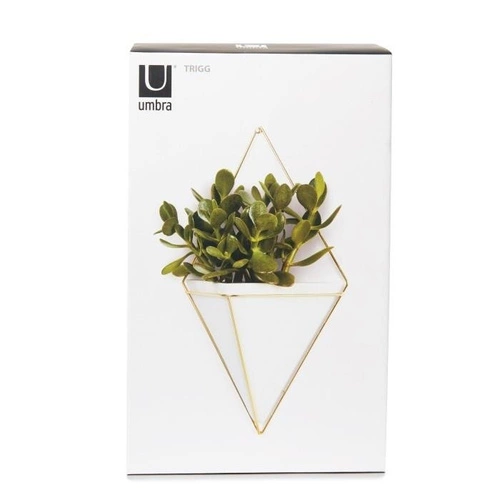 Doniczka ścienna Trigg Umbra geometryczna ceramiczna wisząca na zioła biało-złota