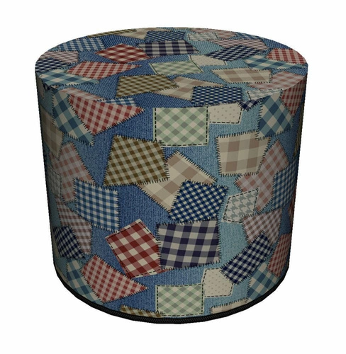 Pufa okrągła Pachwork Intesi nowoczesna tapicerowana kolorowa do salonu lub sypialni 40 cm