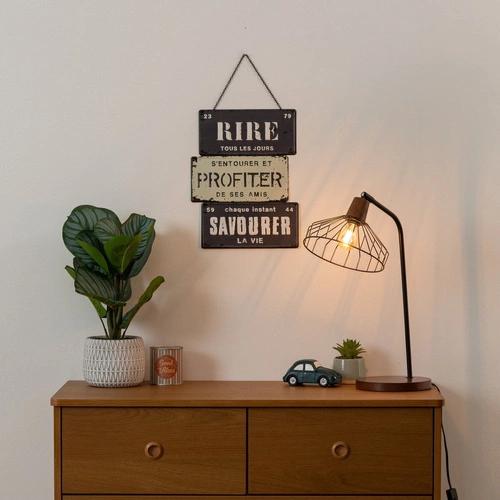 Lampka nocna LeCafe czarna nowoczesna loftowa z drewnianą podstawą do sypialni Atmosphera