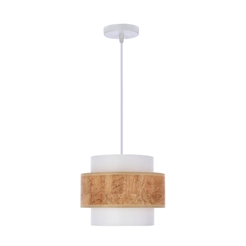Lampa wisząca Cork biały 1x40W E27  abażur biały+beżowy