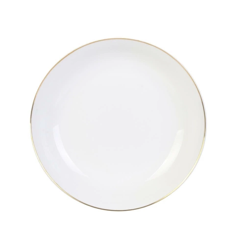 Talerz głęboki Pearl Gold 21 cm biały glamour do zupy i makaronu do jadalni Intesi