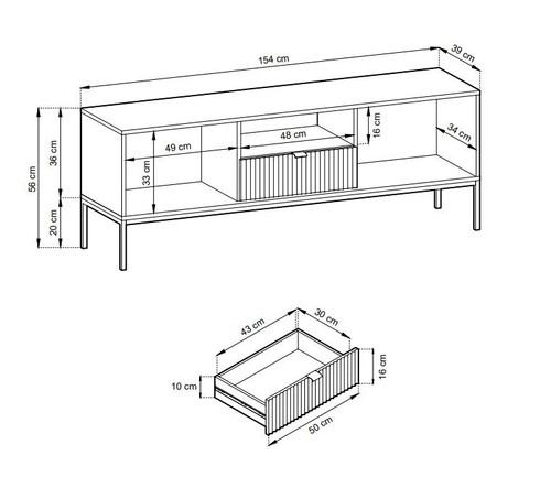 Zestaw mebli do salonu biały/złoty Delicious ryflowane fronty